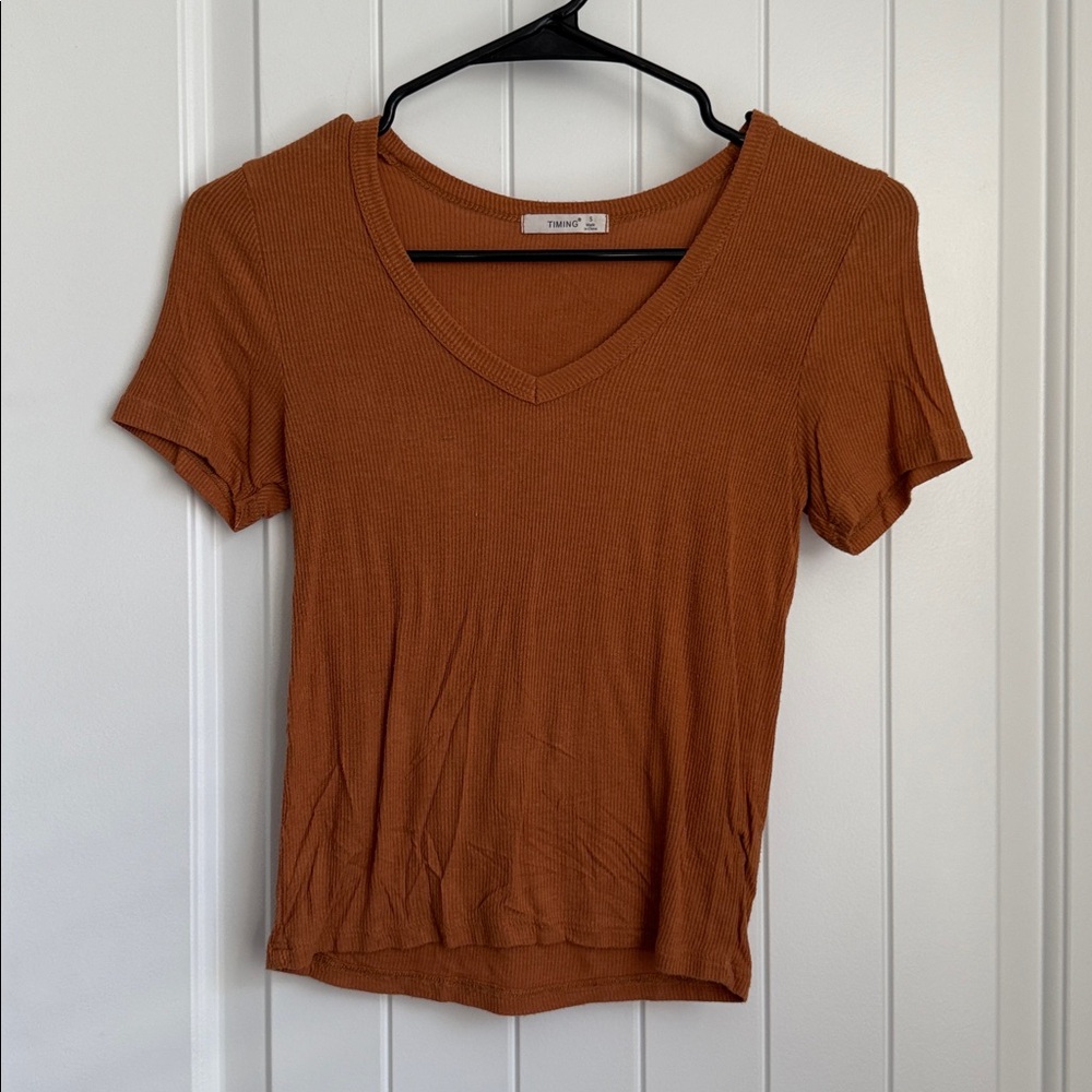 V-Neck Ribbed Top
